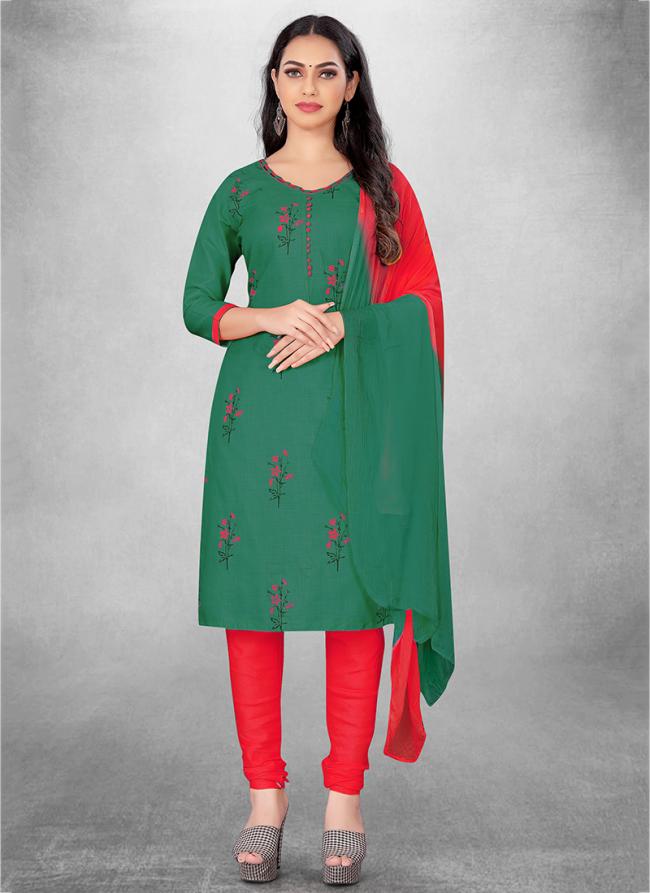 Cotton Green Daily Wear Printed Churidar Suit